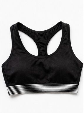 George Black Racerback Sports Bra with Striped Elastic Band medium
